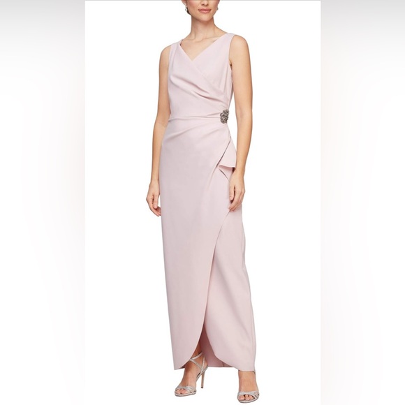 Ruched Dress with Cascade Ruffle Skirt - Picture 1 of 5